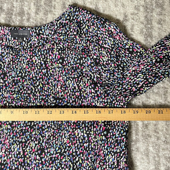 The Limited Tunic Blouse Women Size S Multicolor Print Roll-Tab Long Sleeve - Picture 6 of 16